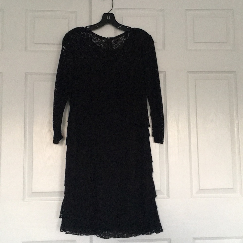 Black lace Shelli Segal cocktail dress